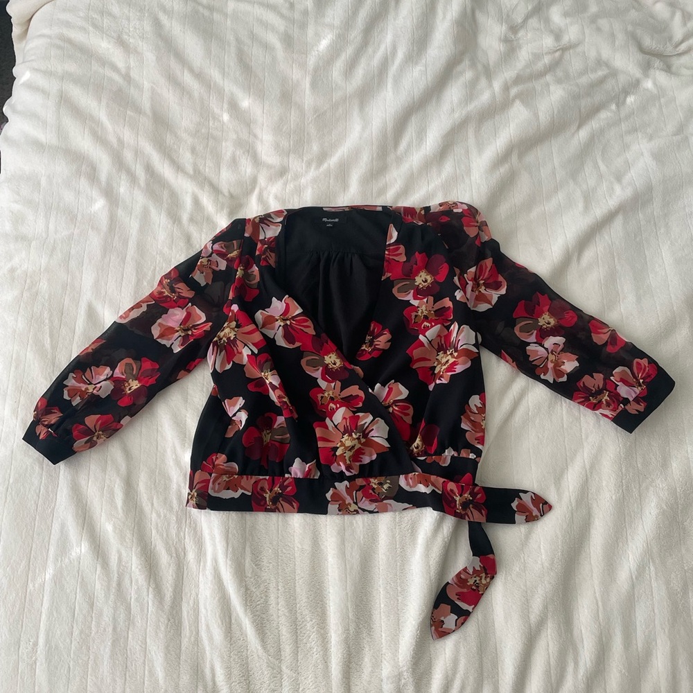 Madewell floral wrap top
